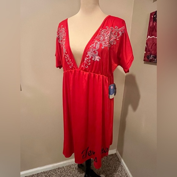 Game Day Couture Texas Tech Embroidered Deep V Dress/Swimsuit Coverup, XXL - Picture 1 of 9